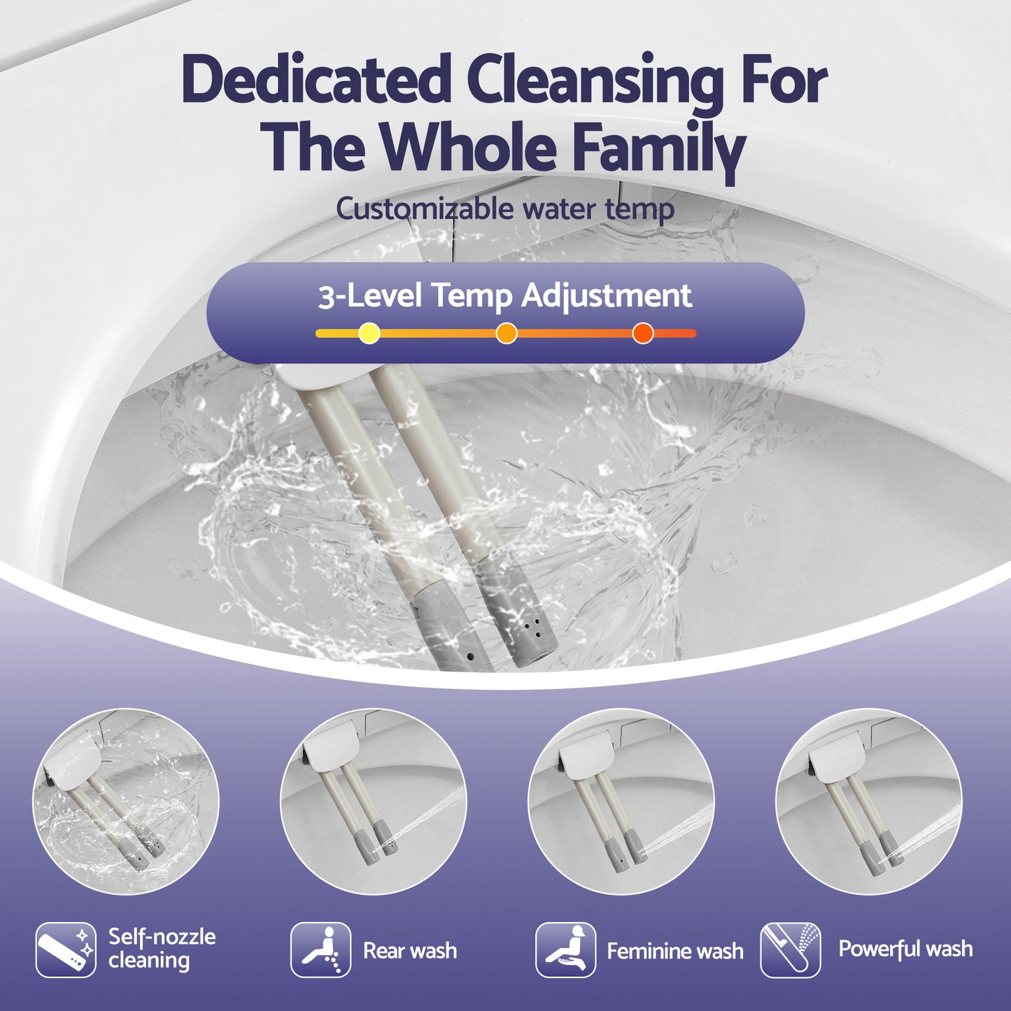 Cefito Electric Bidet Toilet Seat Washing Without Power Heated D-Shape Air Dryer