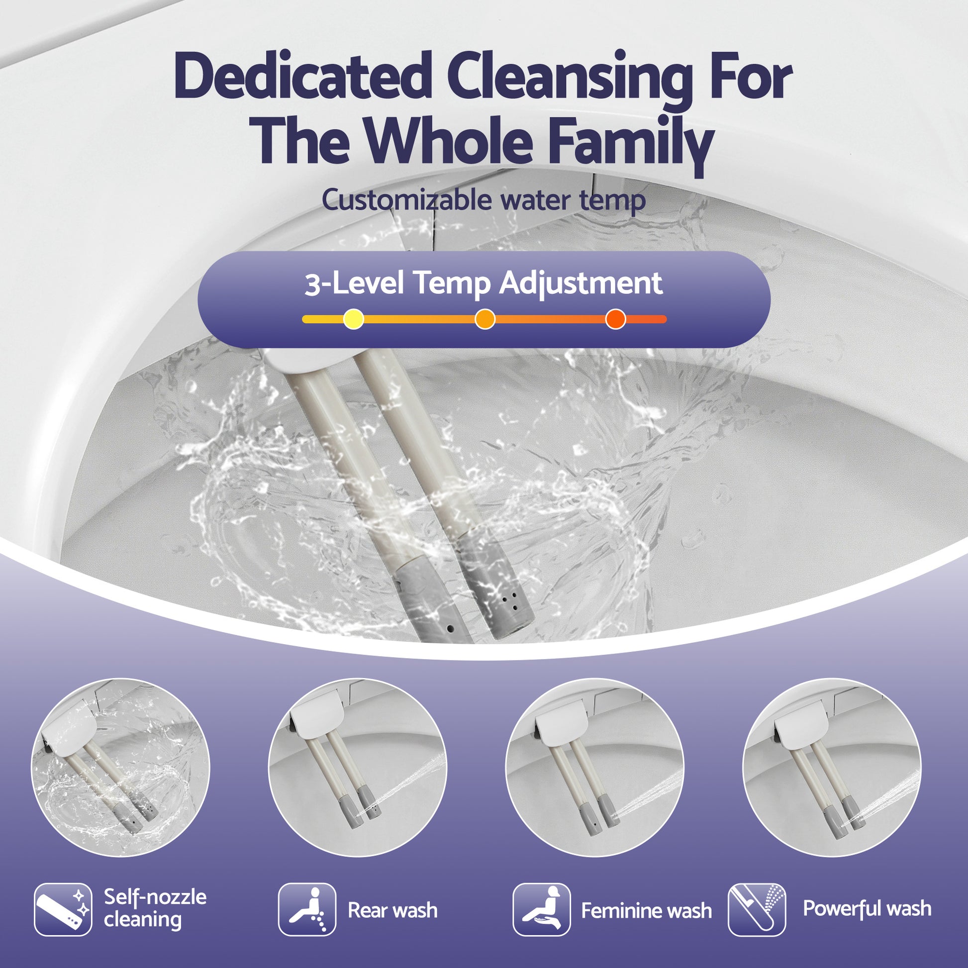 Cefito Electric Bidet Toilet Seat Washing Without Power Heated D-Shape Air Dryer