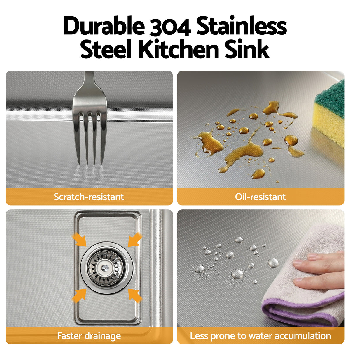 Cefito Kitchen Sink 304 Stainless Steel Bar Sink Millet Grain Water Basin Sink