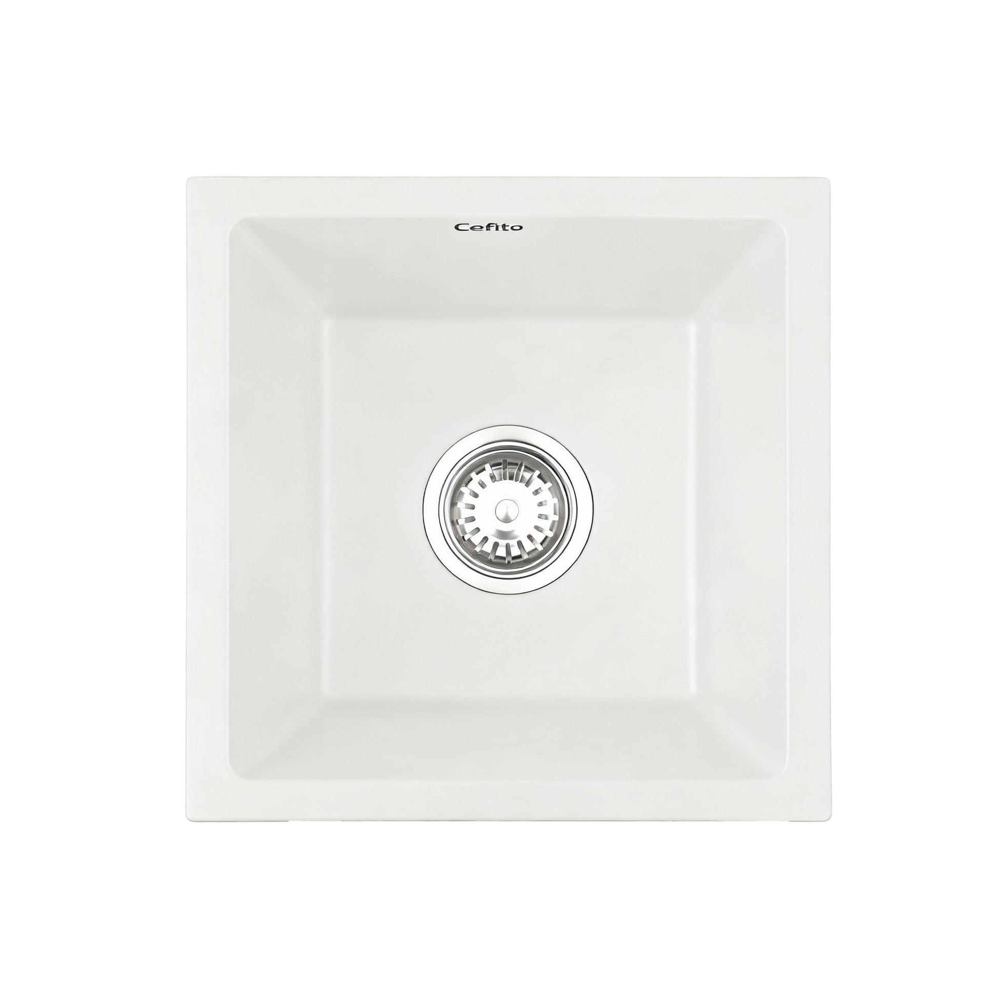Cefito Kitchen Sink 38x38cm Granite Stone Sink Single Bowl White