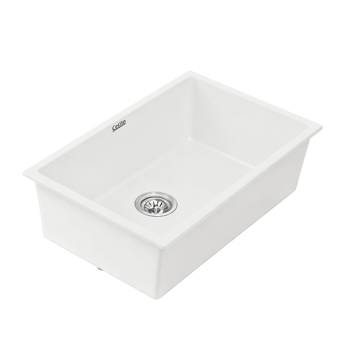 Cefito Kitchen Sink 70x45cm Granite Stone Sink Single Bowl White