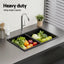 Cefito Kitchen Sink 77x45cm Granite Stone Sink Double Bowl Black