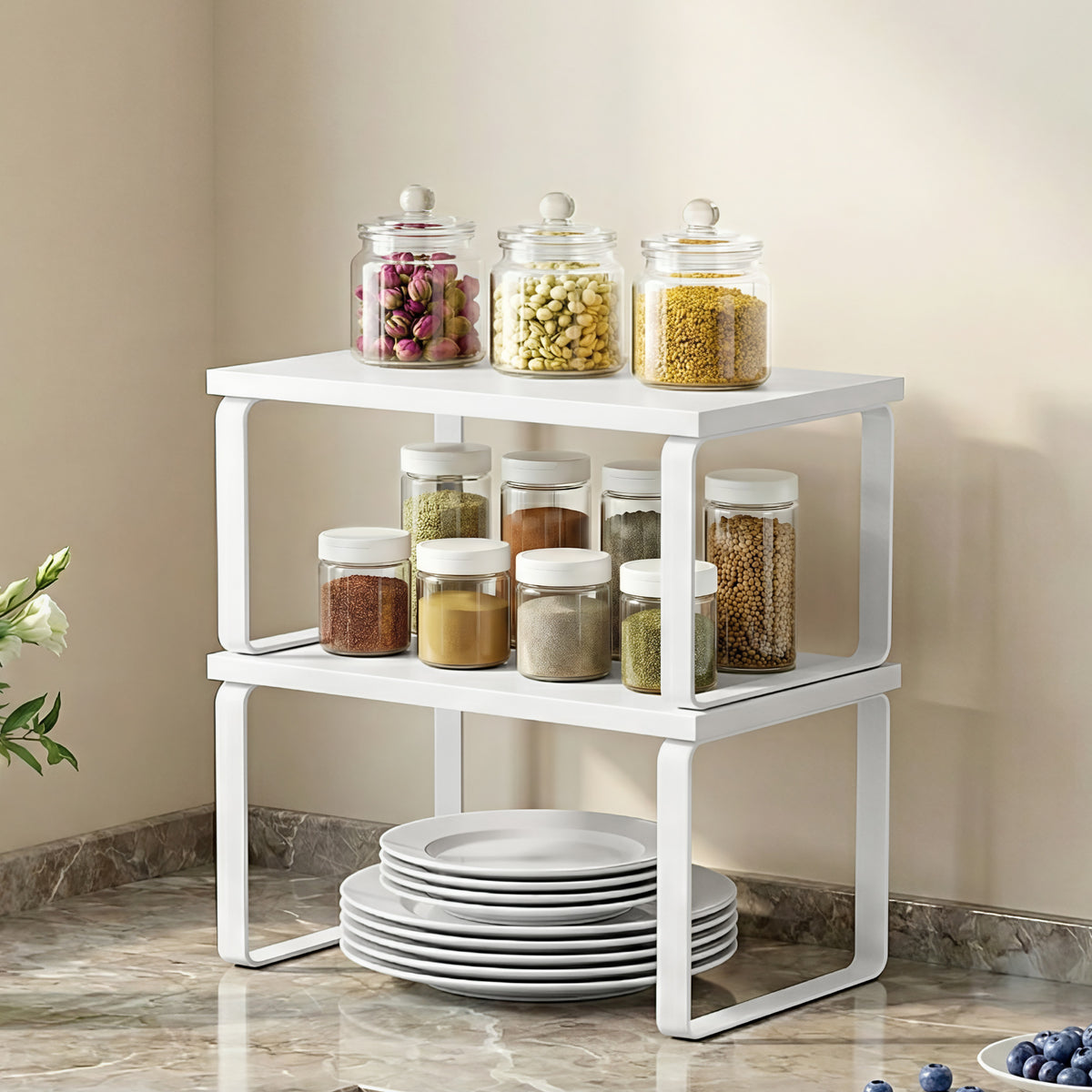 Cefito Kitchen Storage Shelves Rack Cupboard Cabinet Organiser Set of 2