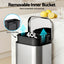 Cefito Kitchen Trash Can 40L Pedal Bins Rubbish Bin Steel with Soft Close Lid, Removable Inner Bucket, Rectangular Garbage Can Recycling Bin, Silver