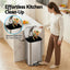 Cefito Kitchen Trash Can 40L Pedal Bins Rubbish Bin Steel with Soft Close Lid, Removable Inner Bucket, Rectangular Garbage Can Recycling Bin, Silver