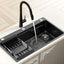 Cefito Stainless Steel Sink 75x45CM With Pull Out Mixer Tap Kitchen Basin Single Bowl Black