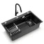 Cefito Stainless Steel Sink 75x45CM With Pull Out Mixer Tap Kitchen Basin Single Bowl Black