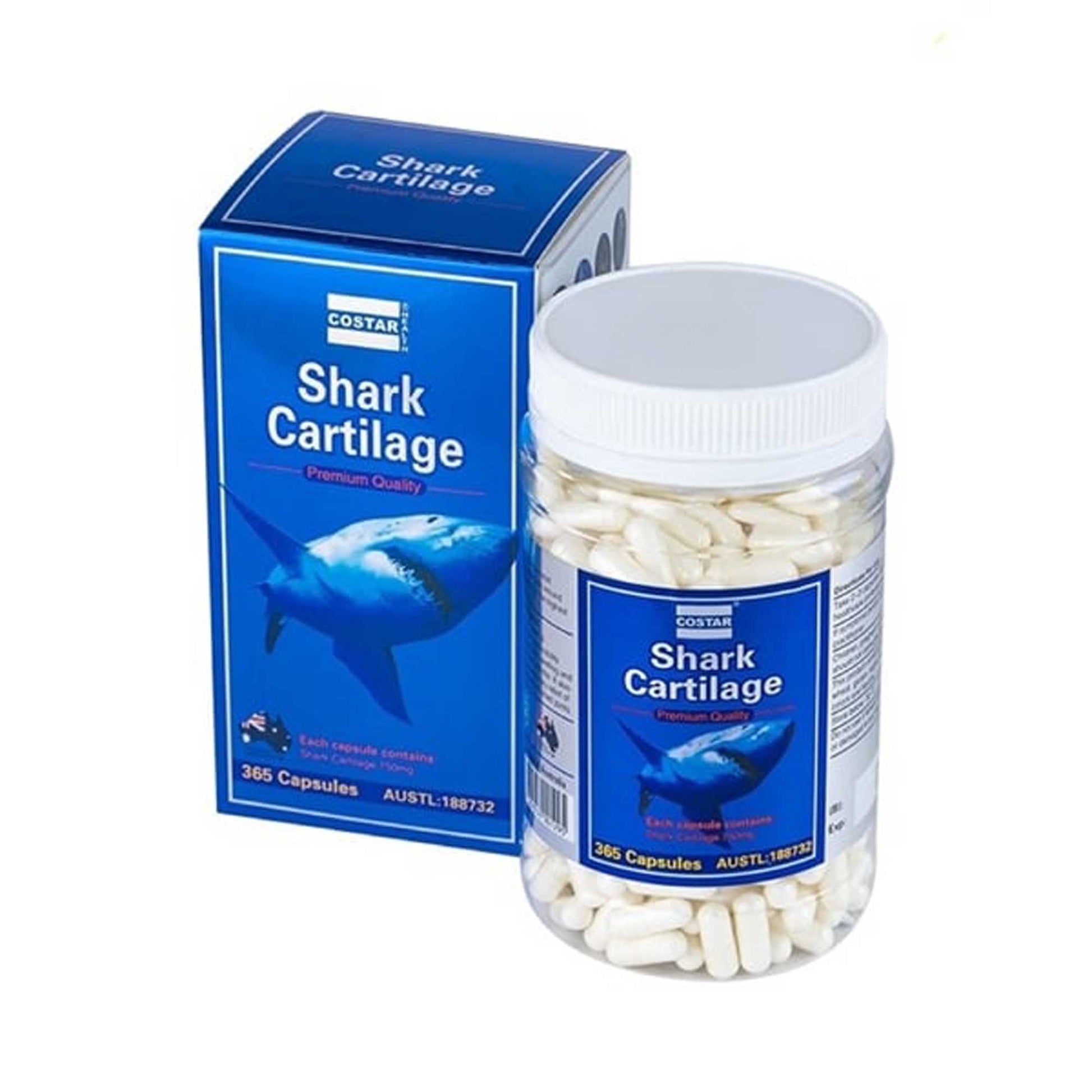 Costar Shark Cartilage 750mg 365 Capsules - Joint Support Supplement