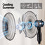 DEVANTI 16" Pedestal Fan with Remote 3 Speeds 8H Timer, Black