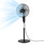 DEVANTI 16" Pedestal Fan with Remote 3 Speeds 8H Timer, Black