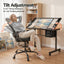 Artiss Drawing Table with Ergonomic Office Chair, Drafting Tables with Tempered Glass Desktop, Removable Drawers, Drafting Stool with Height Adjustable for Artwork Painting Studio