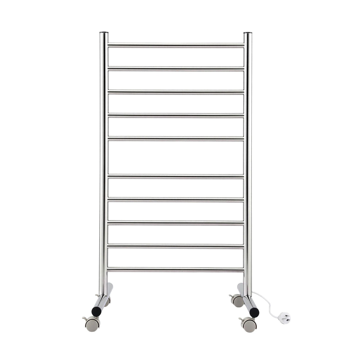 Devanti 10-Bar Freestanding Heated Towel Rail 3-5 Mins Fast Heating Electric Towel Warmer for Bathroom Winter Drying Stainless Steel Plug In 100W