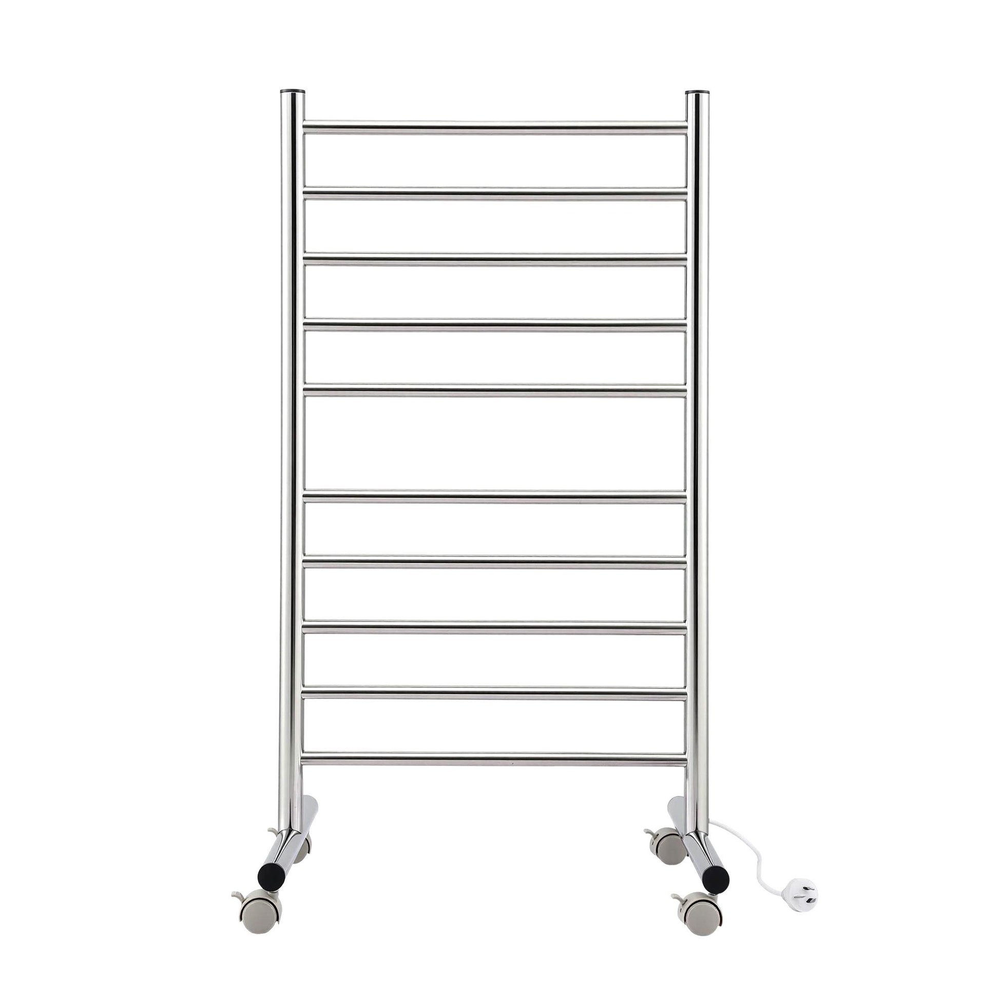 Devanti 10-Bar Freestanding Heated Towel Rail 3-5 Mins Fast Heating Electric Towel Warmer for Bathroom Winter Drying Stainless Steel Plug In 100W