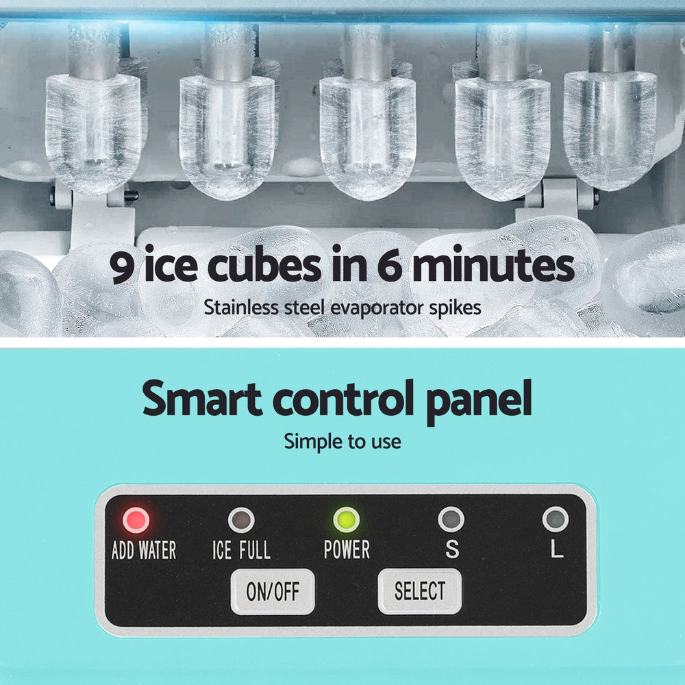 Devanti 12kg Ice Maker Machine w/Self Cleaning Green