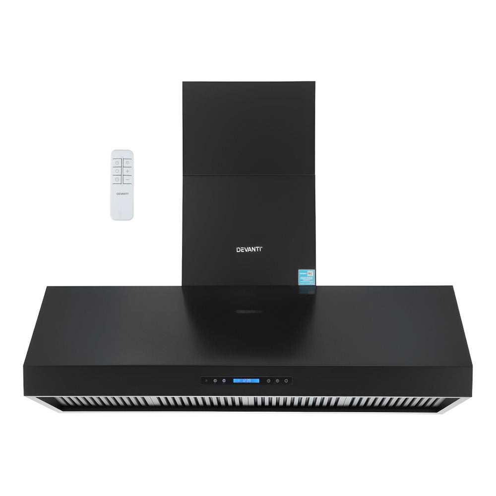 Devanti 1500mm Commercial BBQ Range Hood Dual Motor W/ Remote Control Black