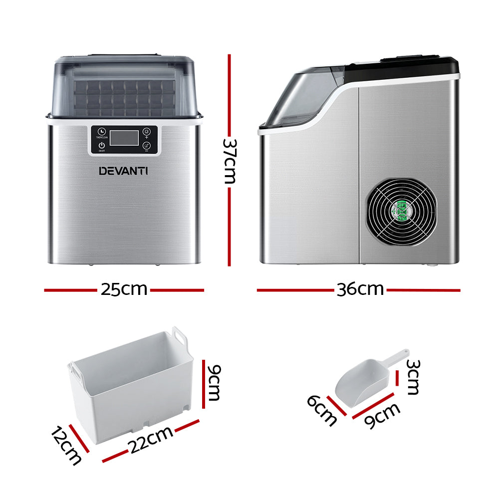 Devanti 20kg Ice Maker Machine Stainless Steel
