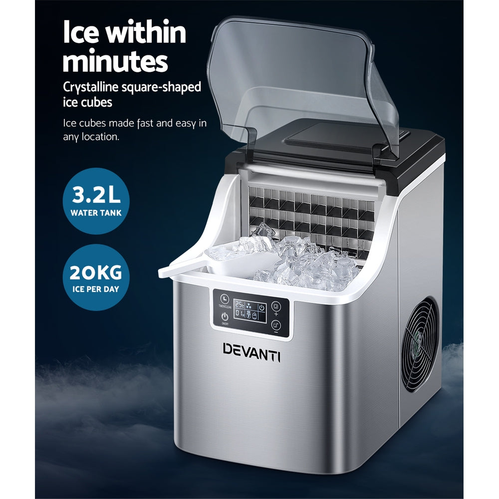 Devanti 20kg Ice Maker Machine Stainless Steel