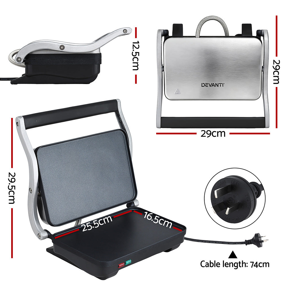 Devanti 3 in 1 Sandwich Maker Steak Press Grill 1000W