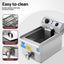 Devanti 3000W Electric Deep Fryer 10L Stainless Steel Fryer w/ Basket & Lid