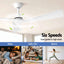 Devanti 52" Ceiling Fan Modern Minimalism 3 Blades 6 Speeds DC Motor Remote