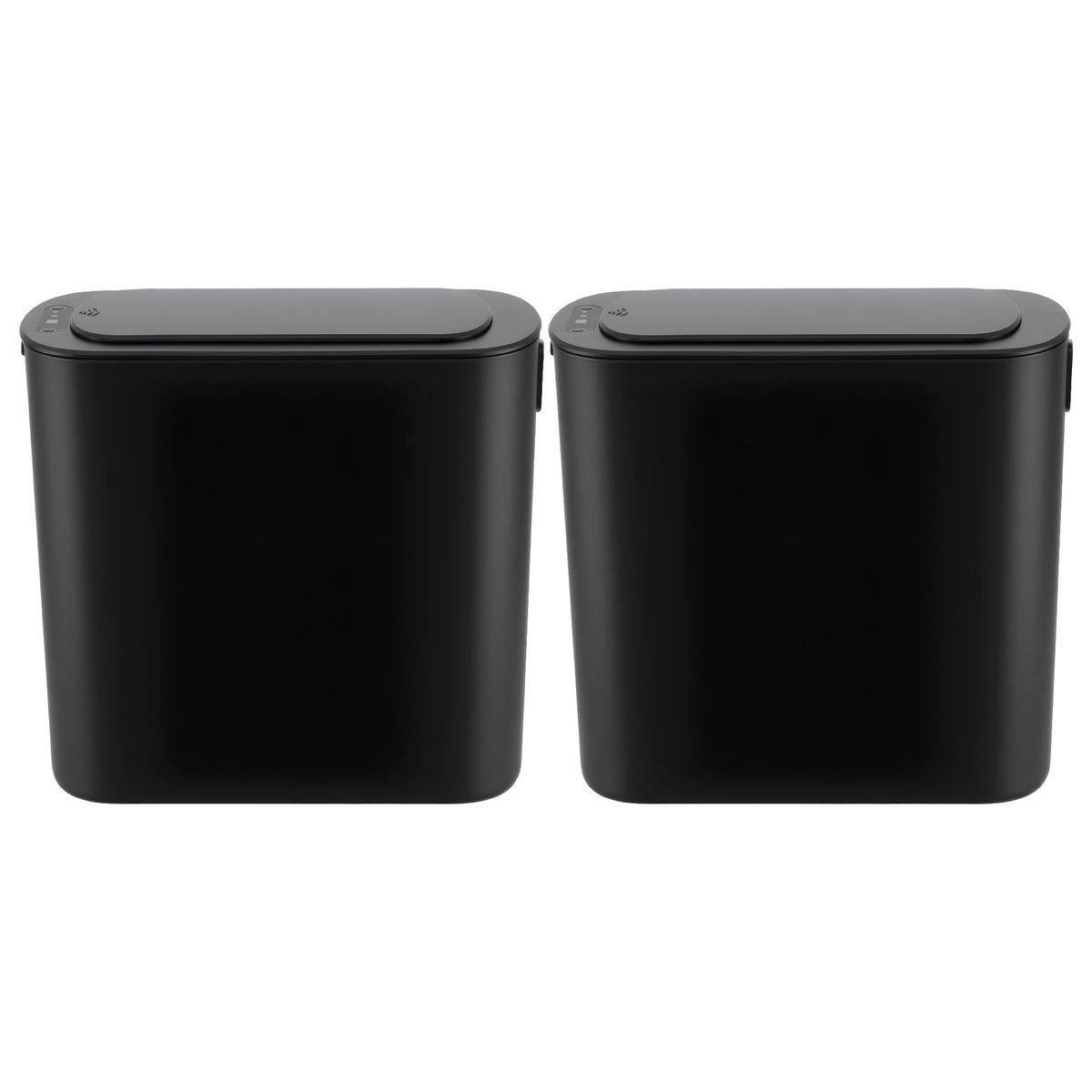 Devanti Automatic Trash Bin 2PCS with Lid 11L Motion Sensor Kitchen Bin Touchless Garbage Can Modern Black Plastic Slim Rubbish Bin with Liner Holder for Kitchen, Home, Office