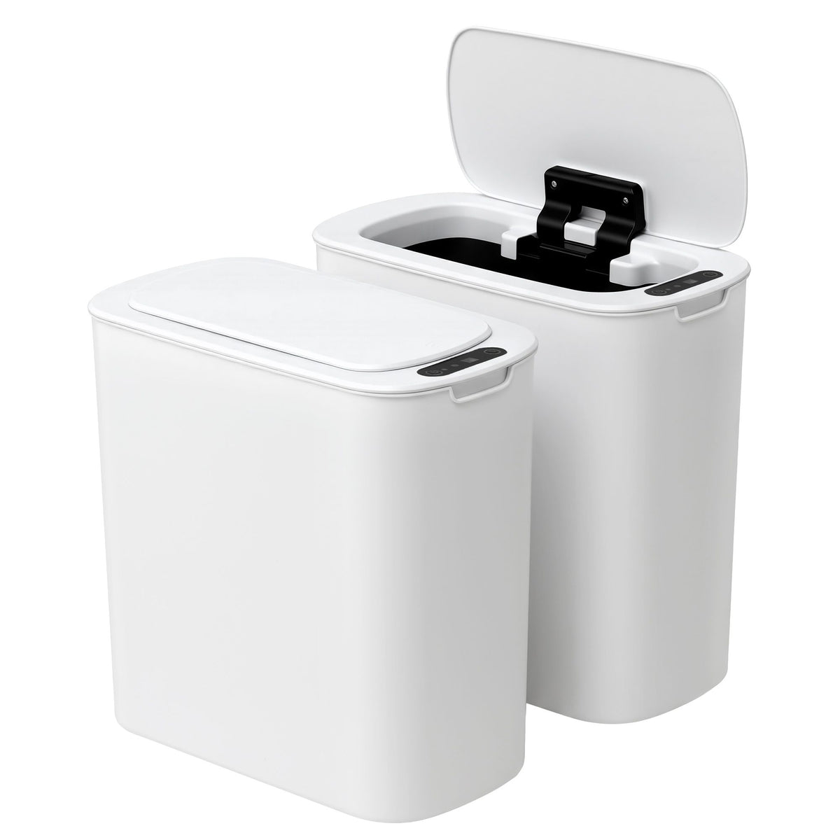 Devanti Automatic Trash Bin 2PCS with Lid 11L Motion Sensor Kitchen Bin Touchless Garbage Can Modern White Plastic Slim Rubbish Bin with Liner Holder for Kitchen, Home, Office