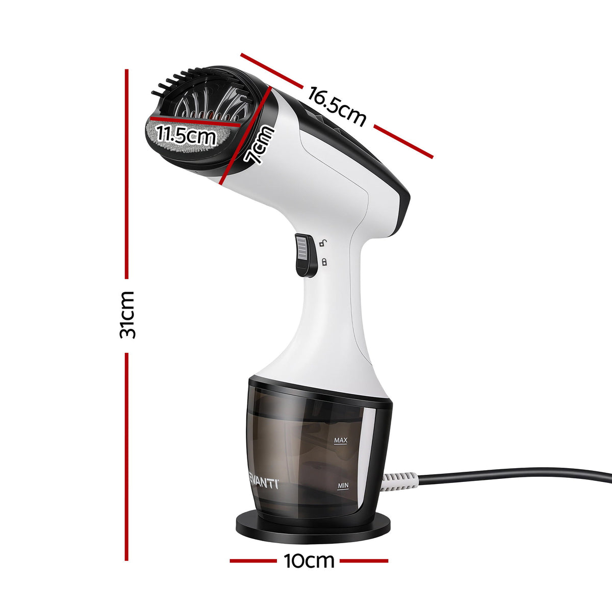 Devanti Clothes Steamer, 1500W Powerful Fast 30s Heat-Up Continuous Steam Lock 160ml Tank Fabric Brush Portable Handheld Steam Iron for Home Travel Business Trip