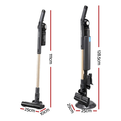 Devanti Cordless Vacuum Cleaner with Auto-Empty Dust Station, 18kPa Powerful Suction 1.05kg Lightweight 40Mins Runtime 3-Speed LED Floor Head Washable HEPA Filter Stick Vacuum, Grey