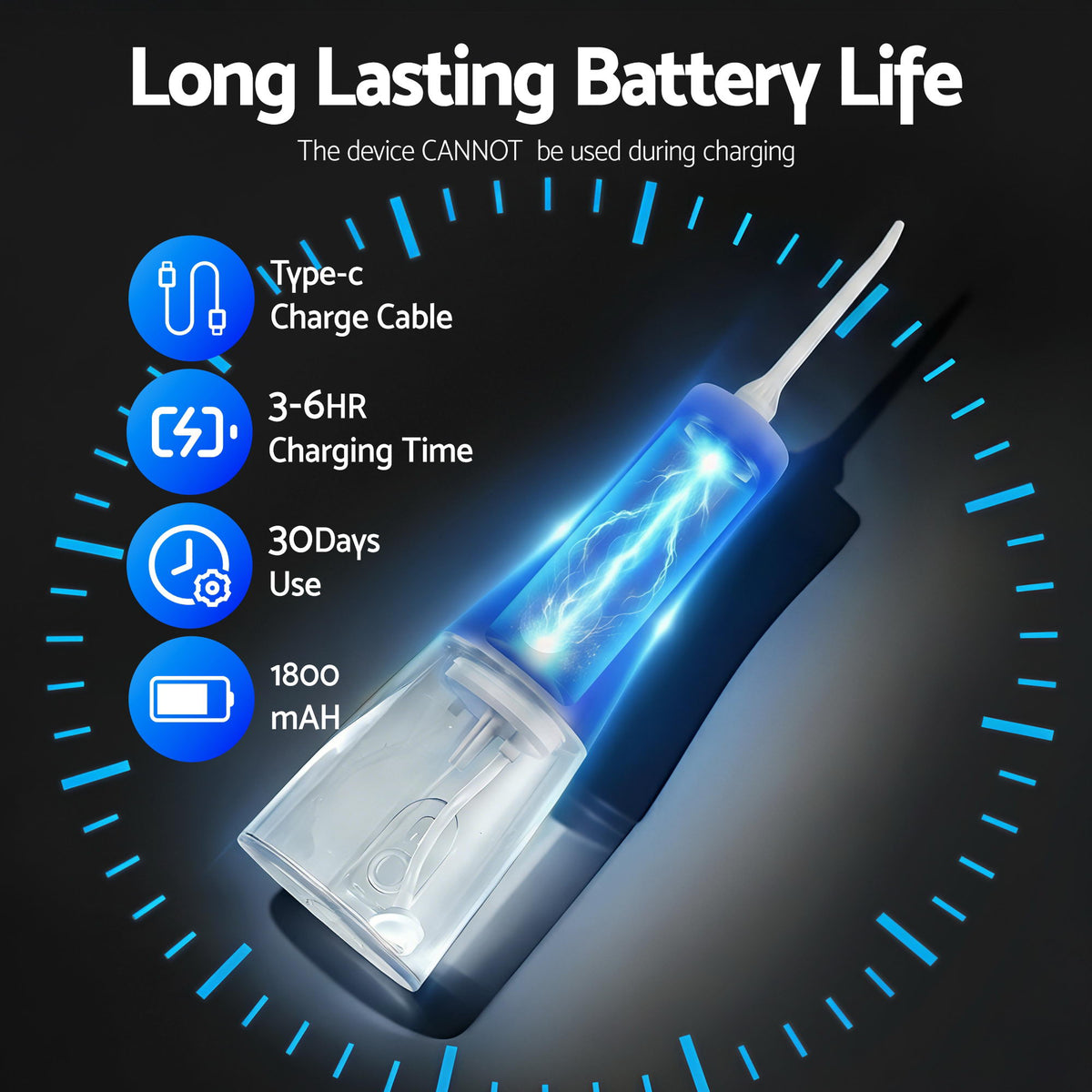 Devanti Cordless Water Flosser Dental Oral Irrigator White