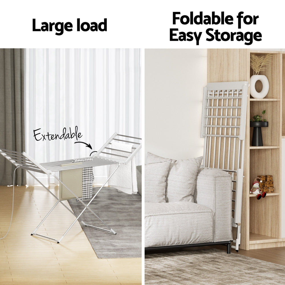 Devanti Foldable Electric Heated Towel Rail Rack with 24H Timer