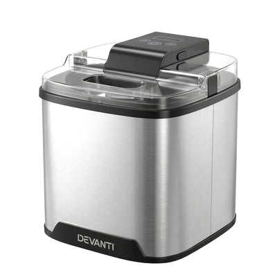 Devanti Ice Cream Maker Slushie Machine 2L Homemade Gelato Sorbet Sliver