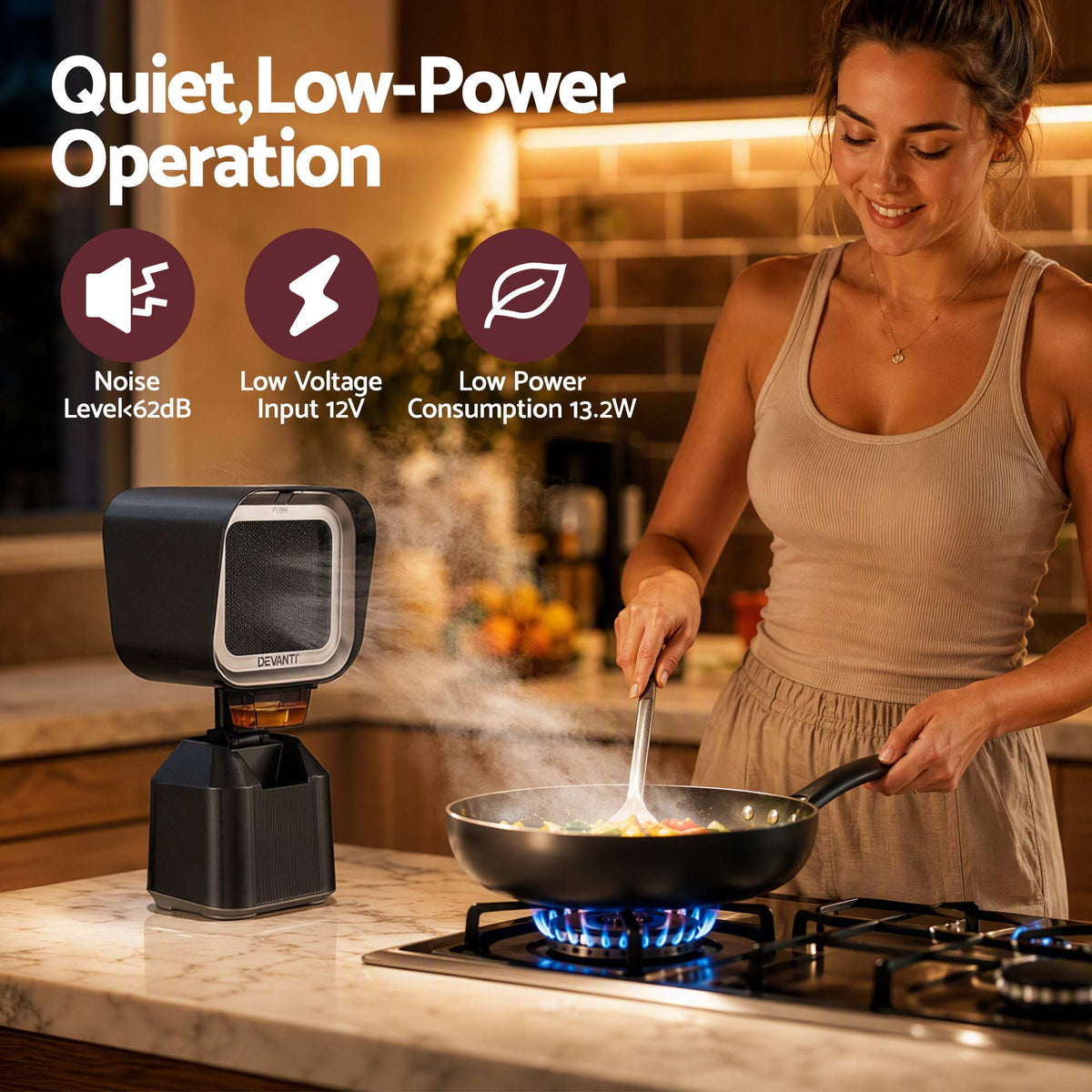 Devanti Portable Range Hood Desktop Ranghoods Exhaust Fan Adjustable Black