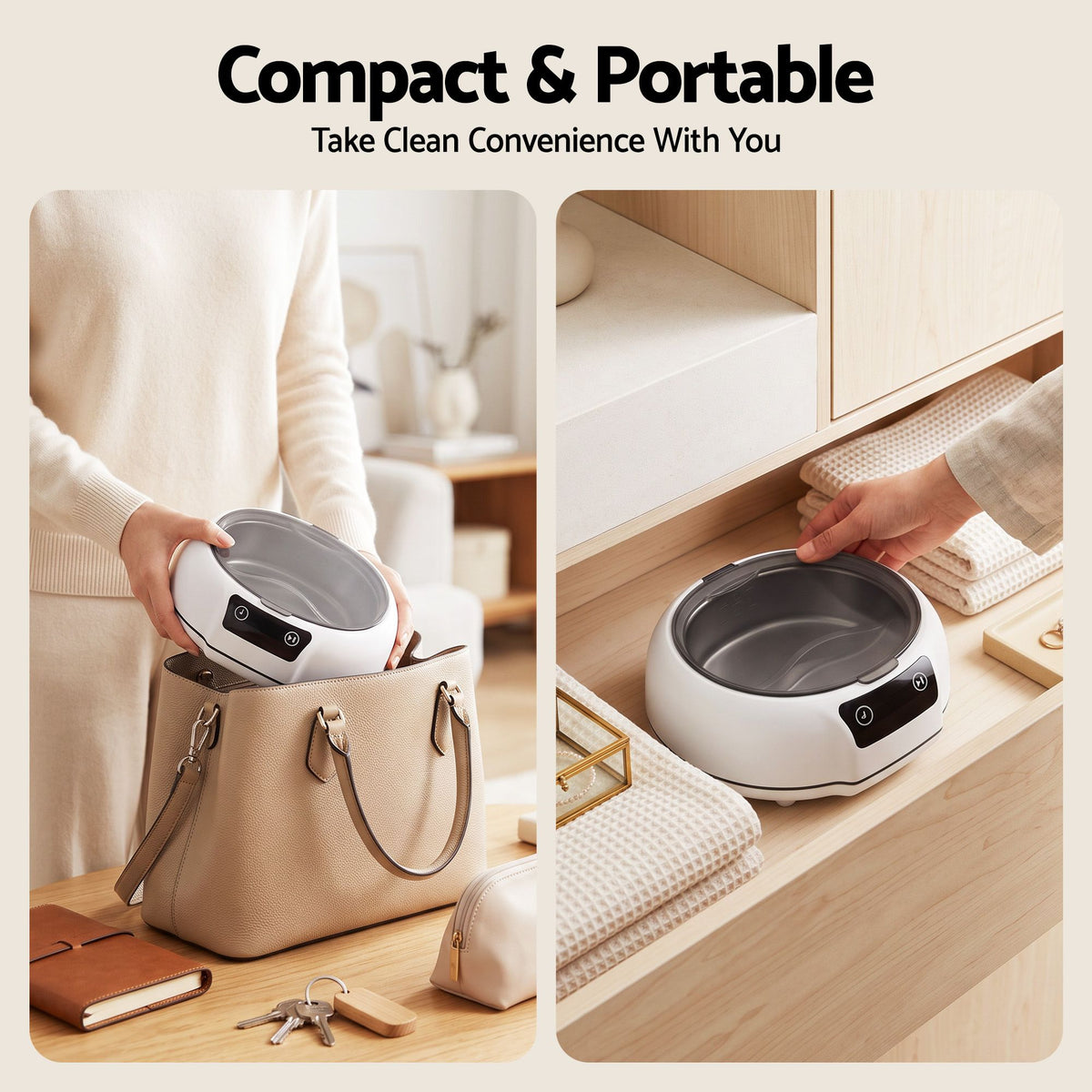 Devanti Ultrasonic Cleaner 700mL 48kHz Jewellery Cleaning Machine with Stainless Steel Tank White