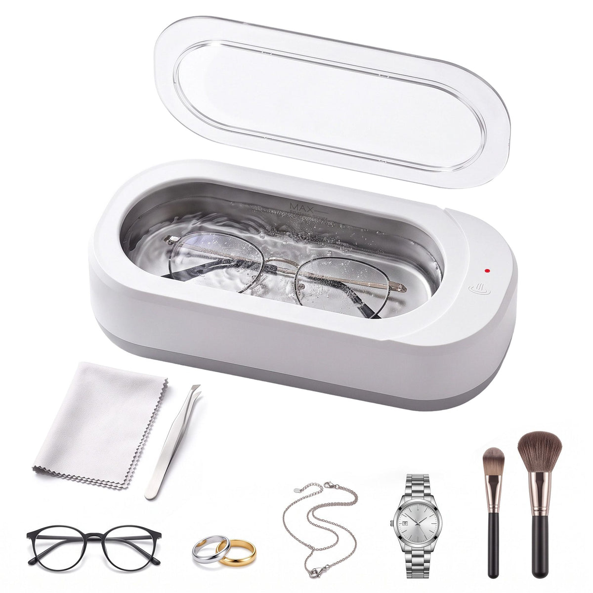 Devanti Ultrasonic Jewellery Cleaner 46kHz 400ml Cleaning Machine with Stainless Steel Tank White