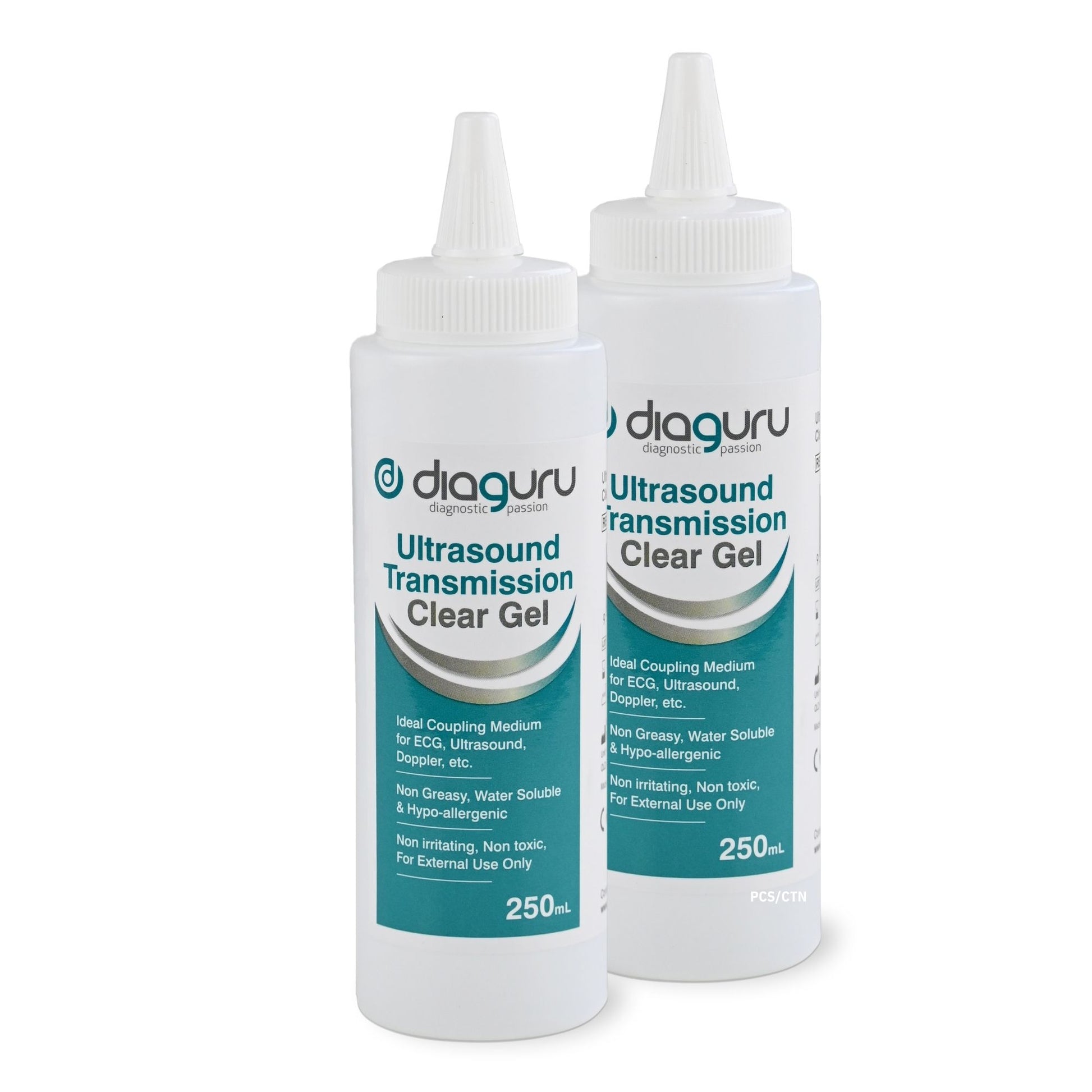 Diaguru 2x 250ml Conductive Transmission Gel - Water-Based External Clear Gel
