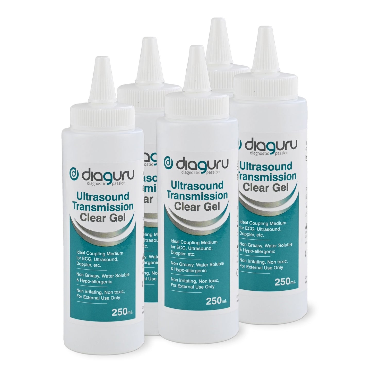 Diaguru 5x 250ml Conductive Transmission Gel - Water-Based External Clear Gel