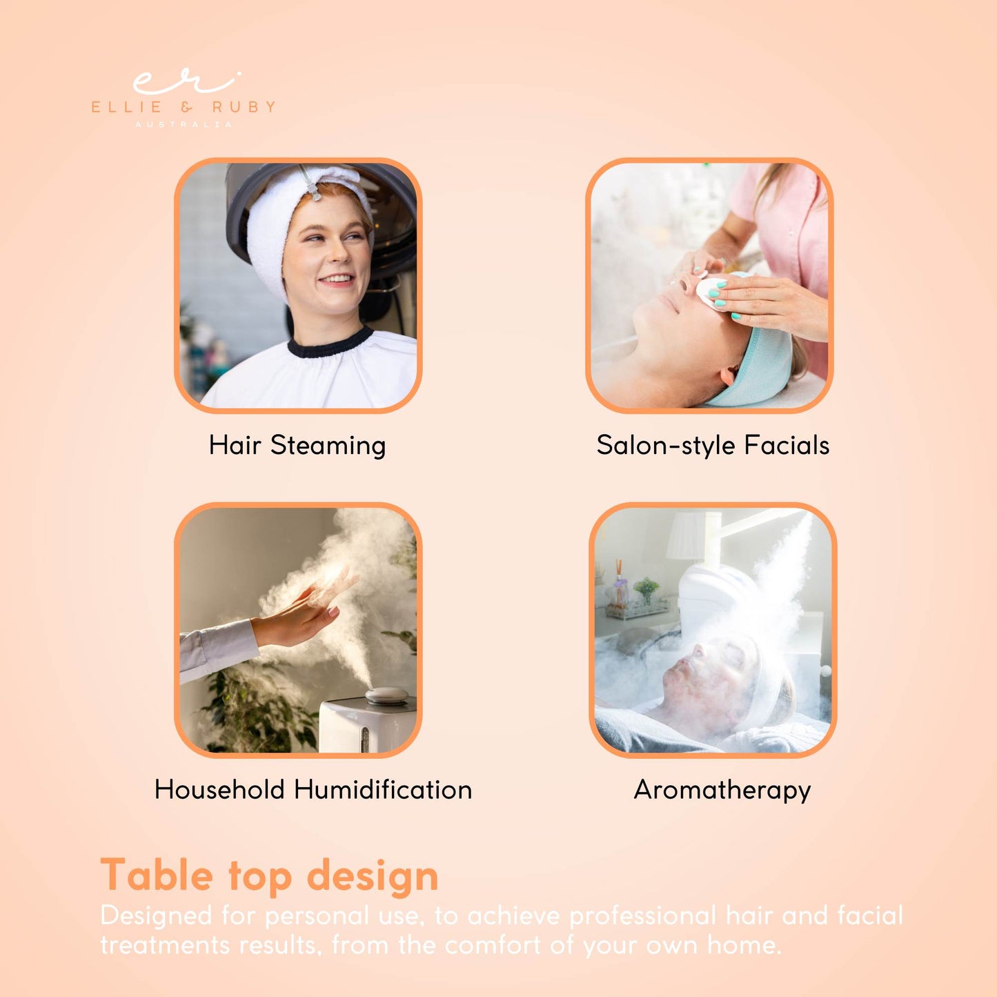 Ellie & Ruby 2-in-1 Facial Hair Steamer Ozone Steam Machine Portable Tabletop