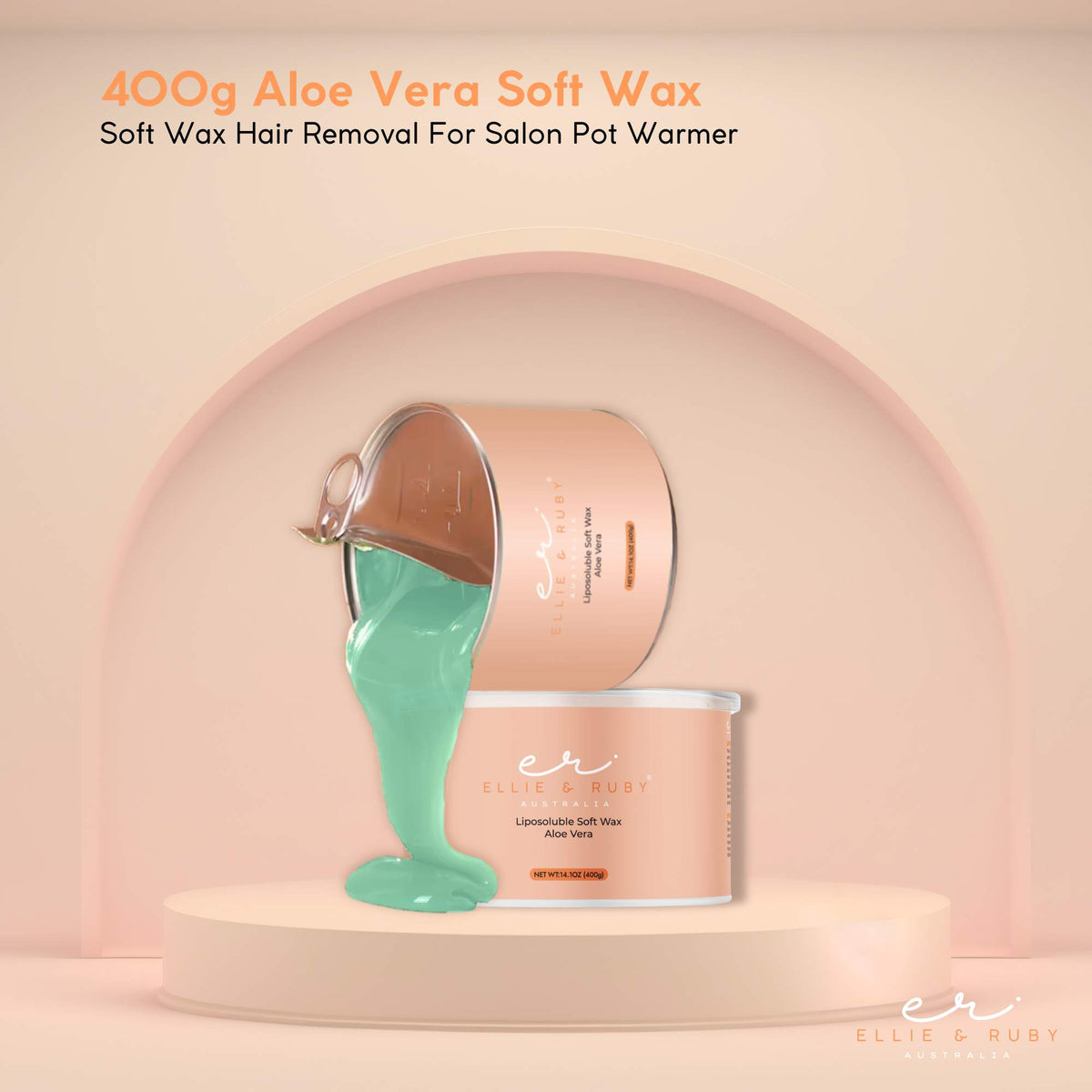 Ellie & Ruby 400g Aloe Vera Soft Wax Hair Removal Strip Wax Salon Pot