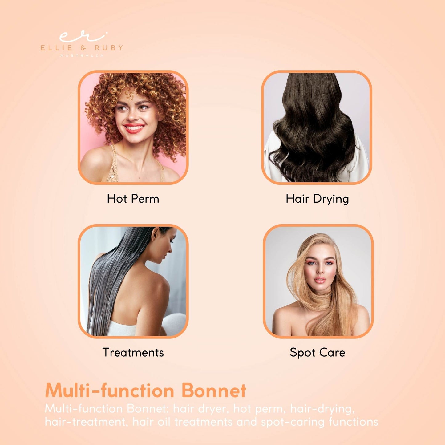 Ellie & Ruby Free Standing Hair Dryer Hood Bonnet Adjustable Salon Hairdryer