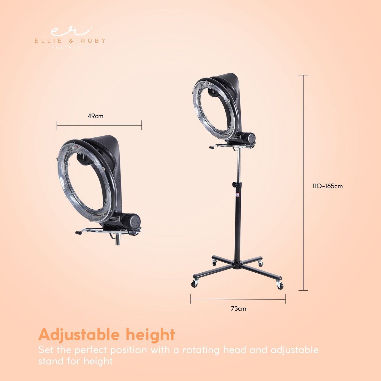 Ellie & Ruby Standing Hair Dryer Accelerator - 360 Rotating Halo Rolling