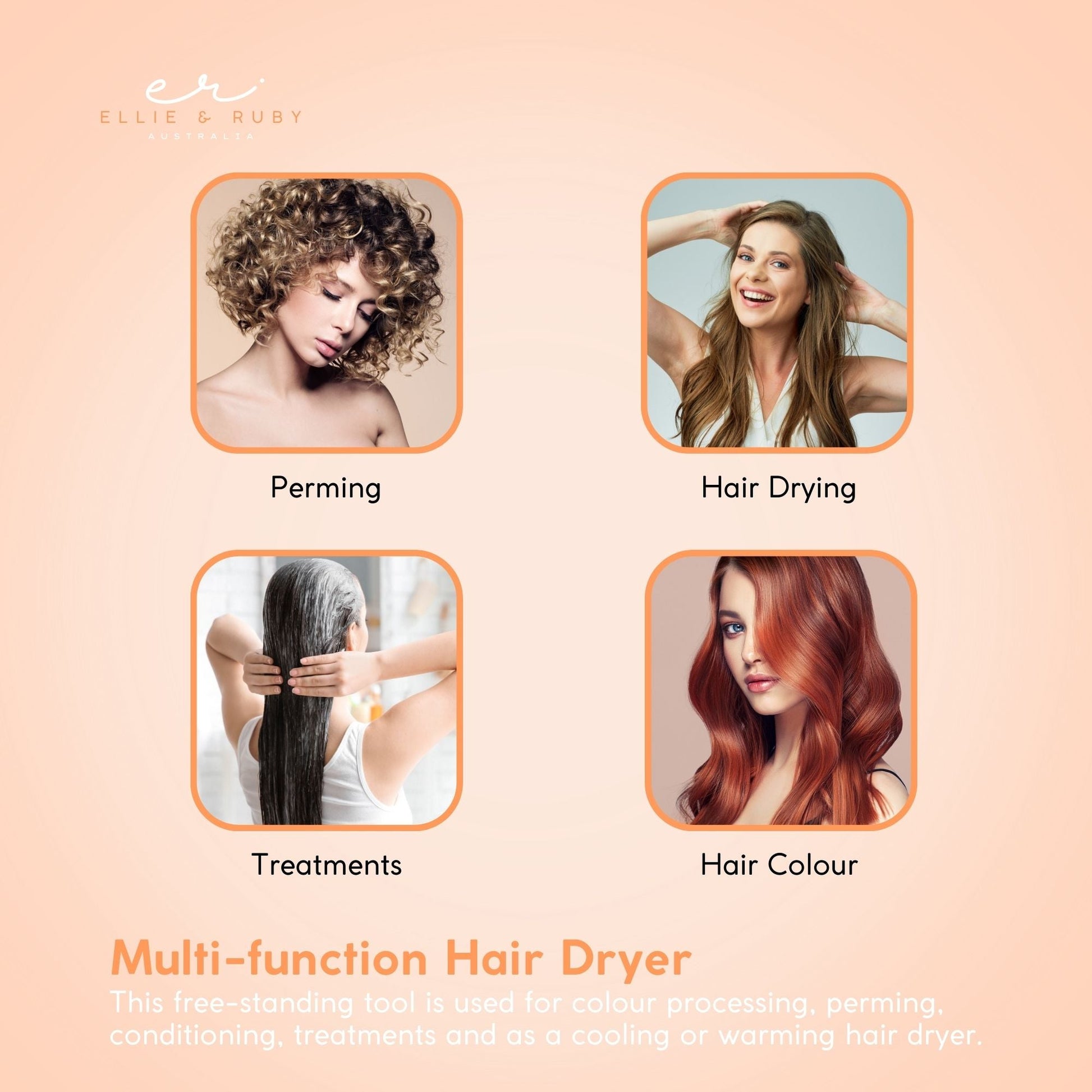 Ellie & Ruby Standing Hair Dryer Accelerator - 360 Rotating Halo Rolling