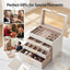 Embellir Jewellery Box 4 Layer Organiser Storage Case Glass Lid Drawers White