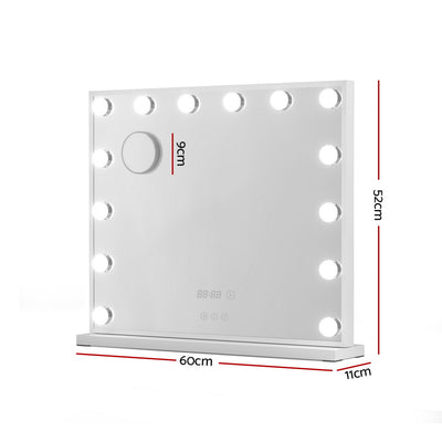 Embellir Makeup Mirror 60x52cm Hollywood Vanity with LED Light Tabletop White
