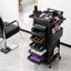 Embellir Salon Trolley 2 Lockable Doors 6 Tier Trays Mobile Hair Cart Black