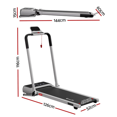 Everfit 3 in 1 Walking Pad Treadmill 20% Auto Incline Under Desk Foldable Treadmills for Home With 40cm Wide Belt Silver