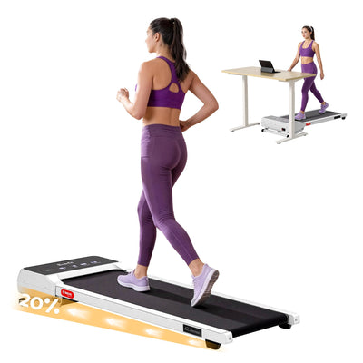Everfit 3 in 1 Walking Pad Treadmill 20% Auto Incline Under Desk Treadmills for Home Gym With 40cm Wide Belt White