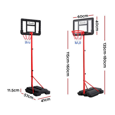 Everfit Adjustable 1.6M Kids Basketball Hoop Stand System Portable Wheeled Base