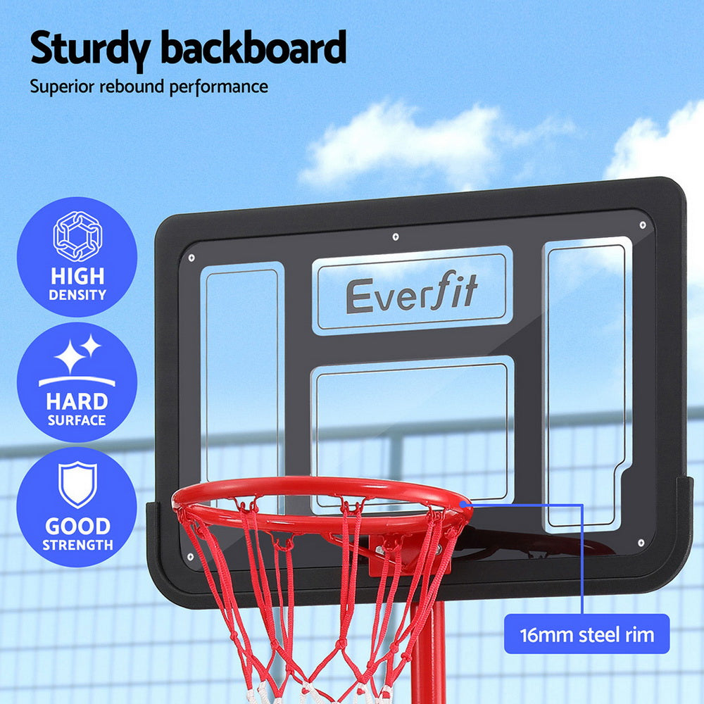 Everfit Adjustable 1.6M Kids Basketball Hoop Stand System Portable Wheeled Base
