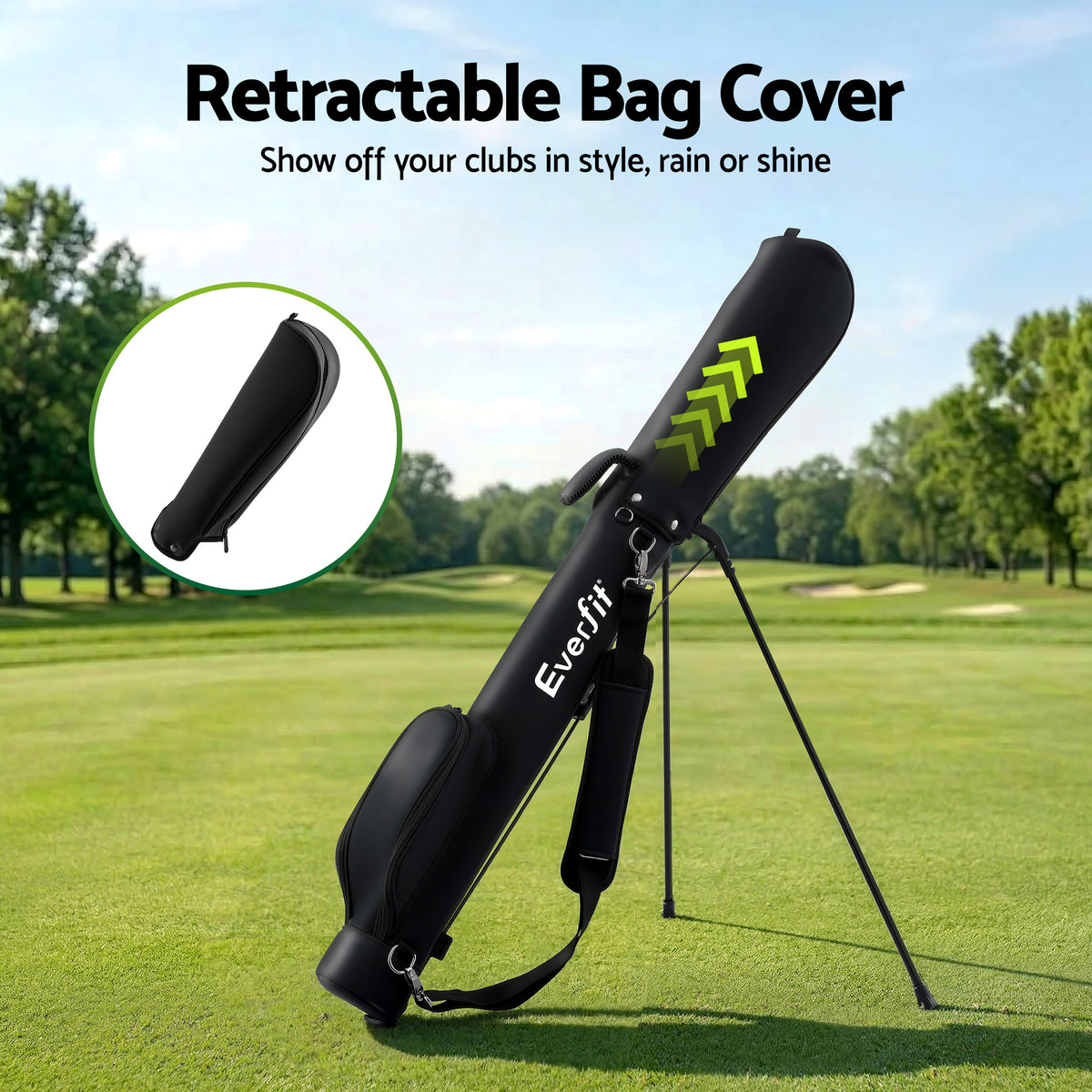 Everfit Golf Stand Bag 2-Way Divider Lightweight Carry Bag for 5-6 Clubs with Insulated Pocket Black