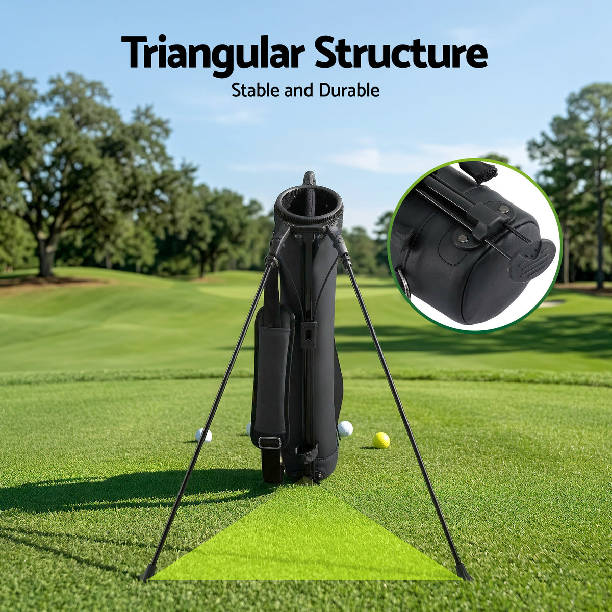 Everfit Golf Stand Bag 2-Way Divider Lightweight Carry Bag for 5-6 Clubs with Insulated Pocket Black